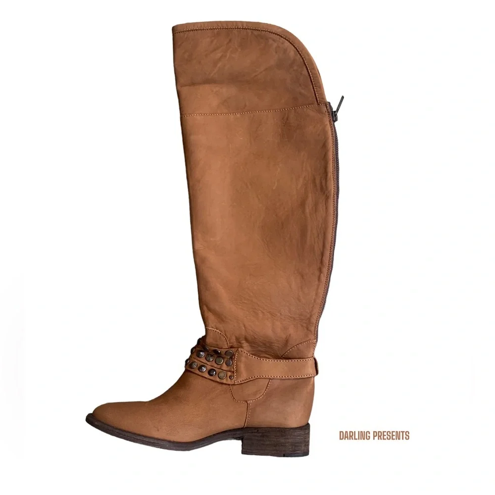 Steven By Steve Madden Smoken Knee High Boots Women Color Cognac 6.5